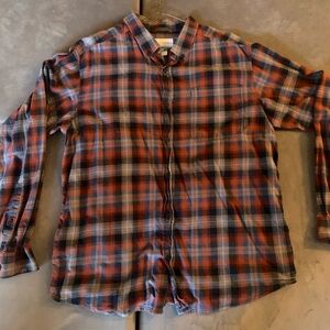 Columbia Men's Plaid Shirt - Orange and Blue